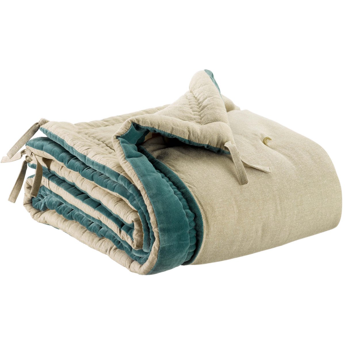 Édredon Elise Chambray Vert de Gris – 80 x 180 cm | Vivaraise