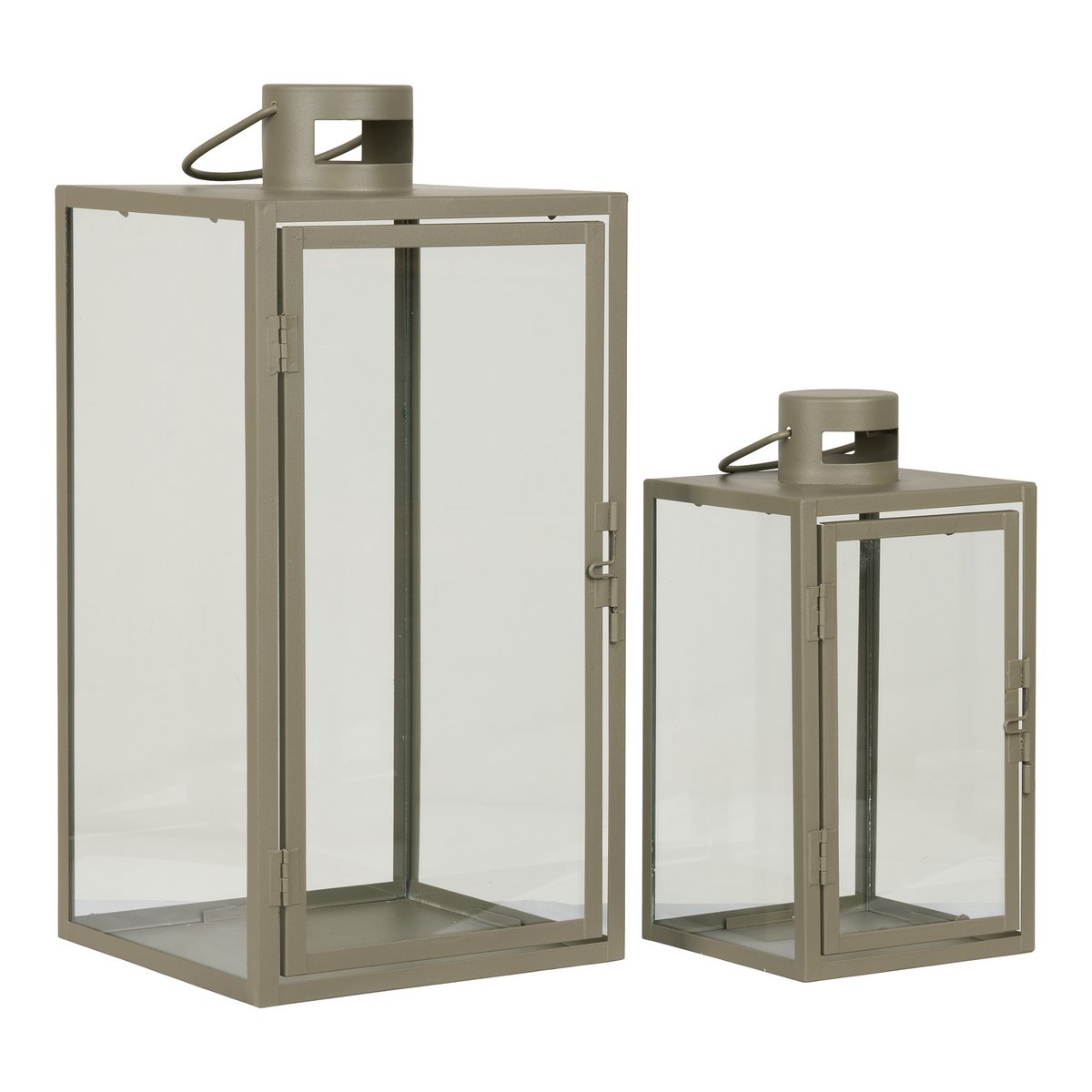 Lanternes Corfou - Acier Vert & Verre, Lot de 2 (S+L)