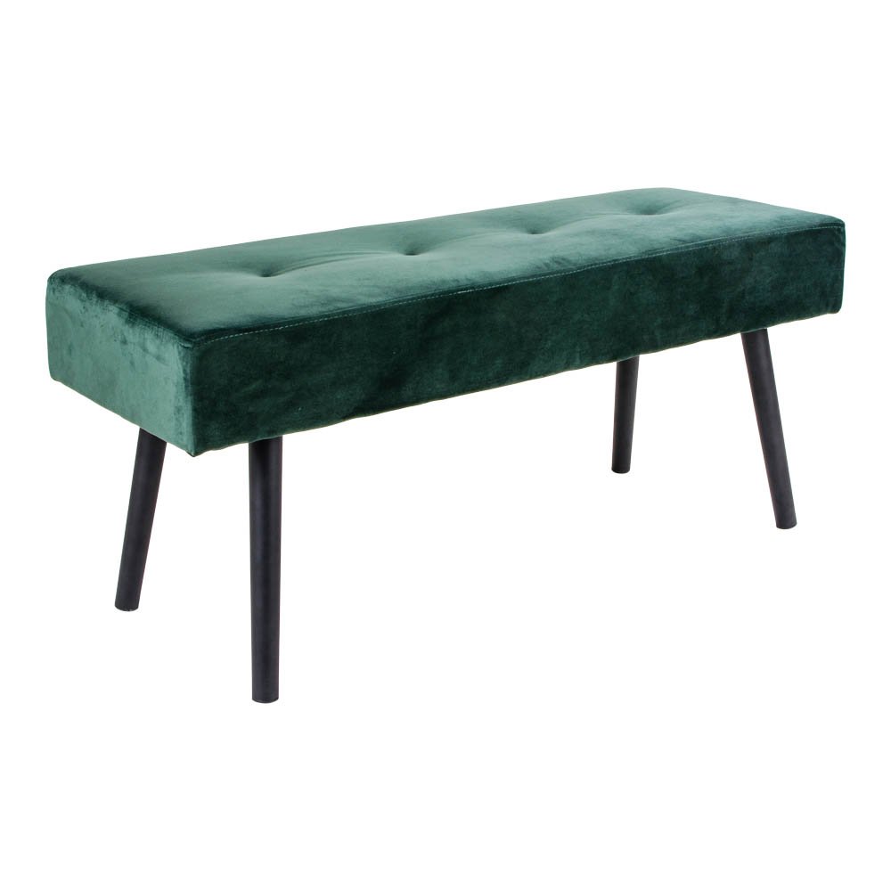 Banc Skiby – Velours vert & pieds métal noir