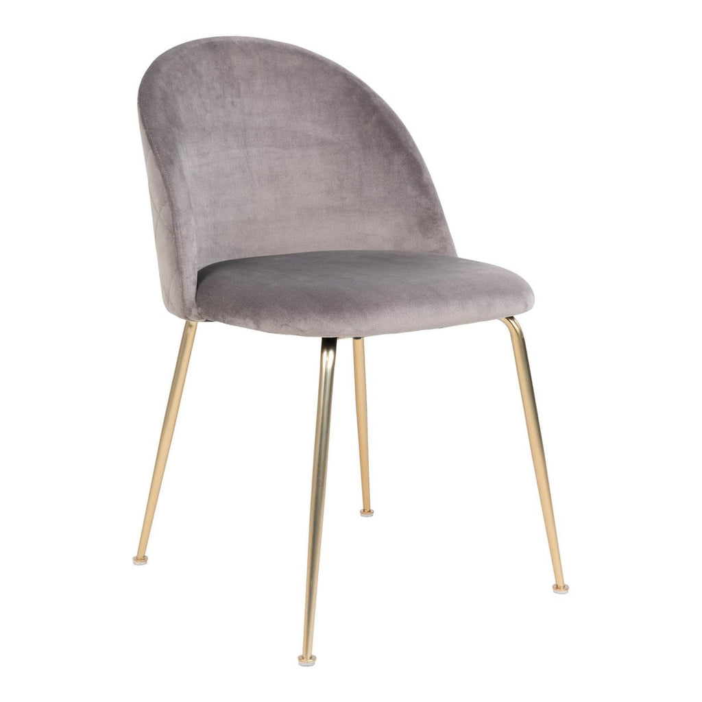 Chaise de salle à manger Geneve - Velours, Acier, Gris - Lot de 2