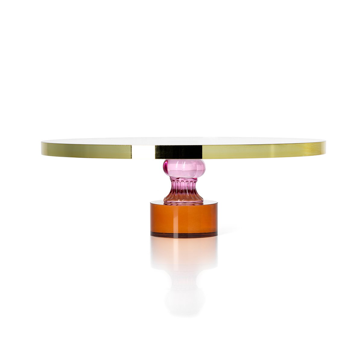 Présentoir à gâteau en verre recyclé Gemstone – Ambre Rose Or | Bazar Bizar