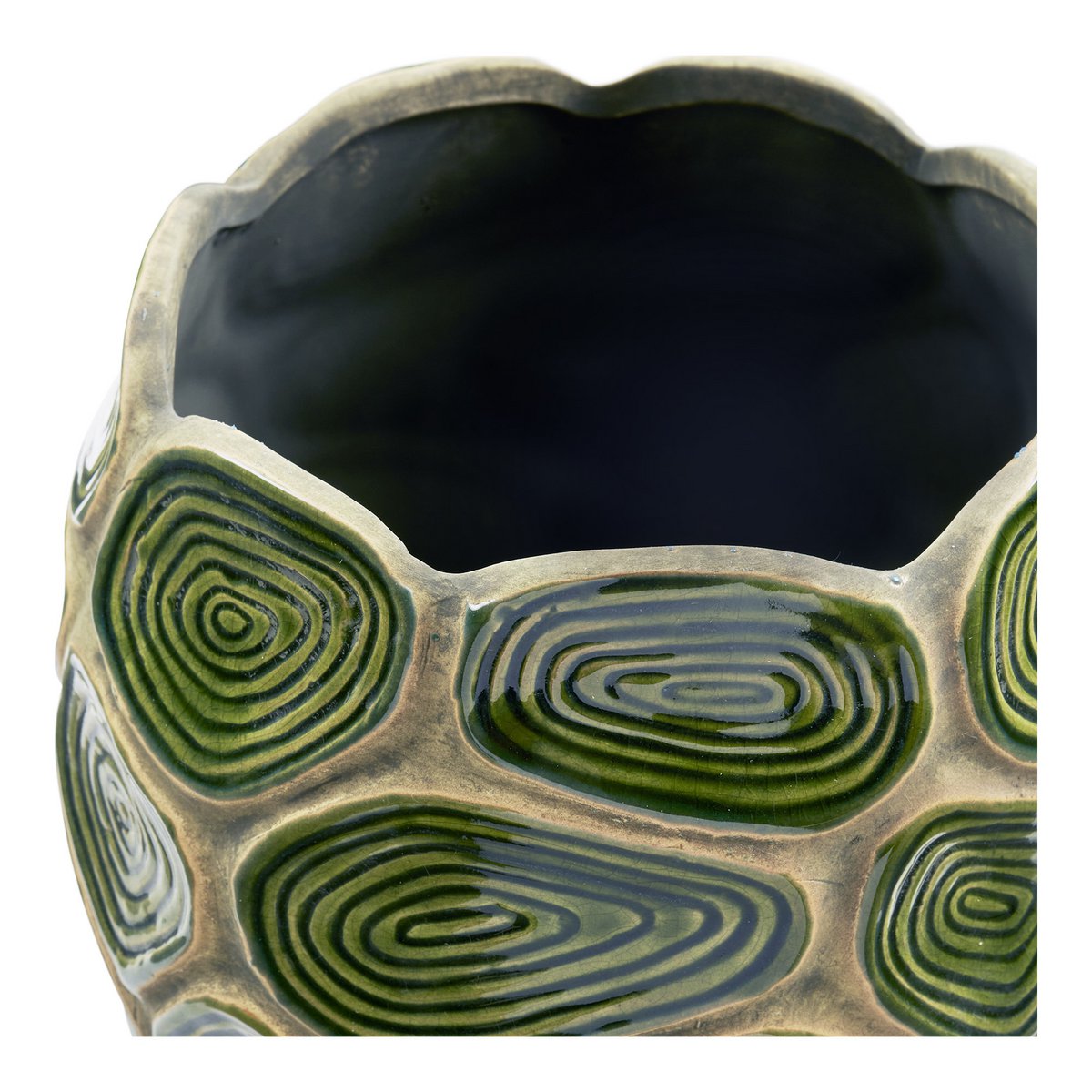 Pot de fleurs céramique vert forêt foncé et marron Ø 18 cm