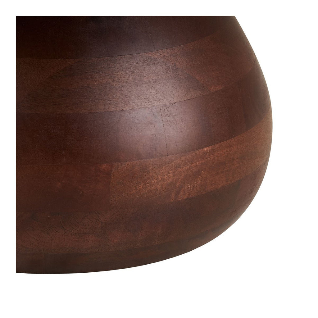 Table Basse Heide - Manguier Marron Foné & Plateau Marbre Blanc, Ø70x35 cm