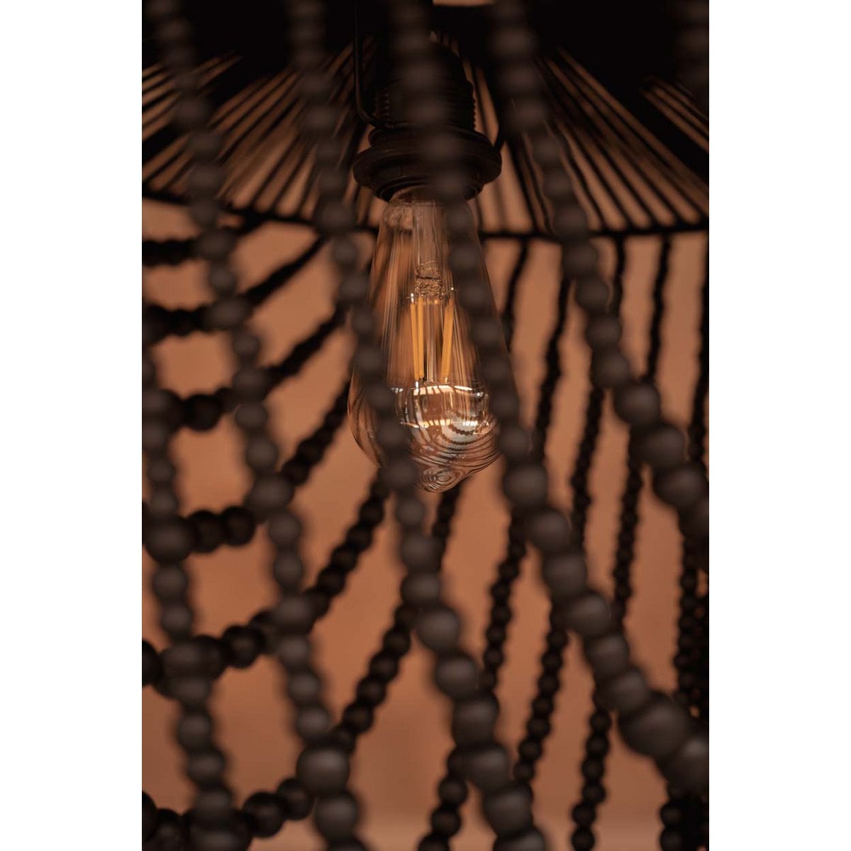 Le Lustre en Perles de Bois - Noir - L