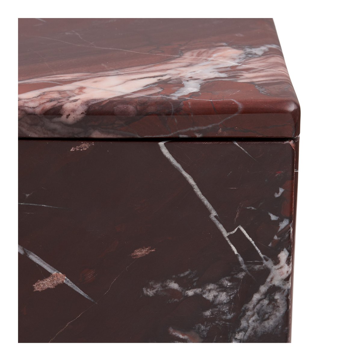 Pot décoratif en marbre rouge châtaigne 12 × 12 × 8 cm