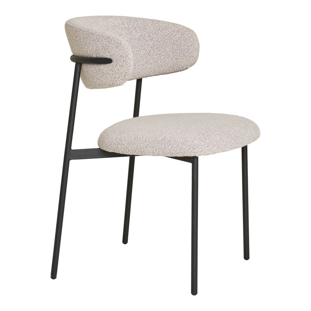 Chaise de salle à manger Mira – Bouclé sable & pieds noirs (lot de 2)