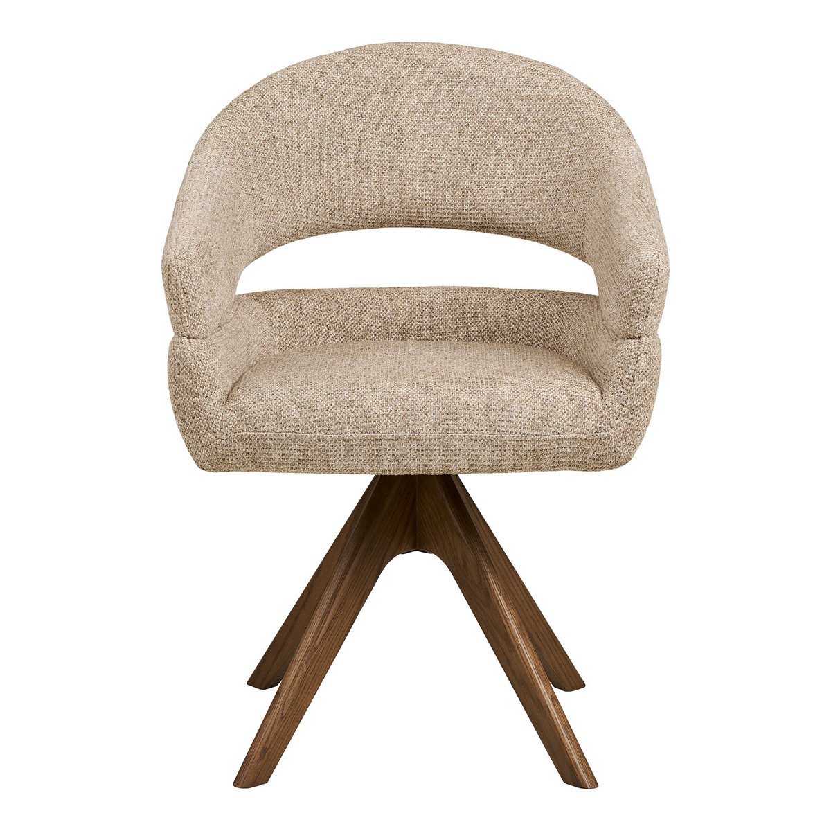 Chaise de Salle à Manger Dover - Tissu Sable Chiné & Pieds Chêne Brun Pivotants