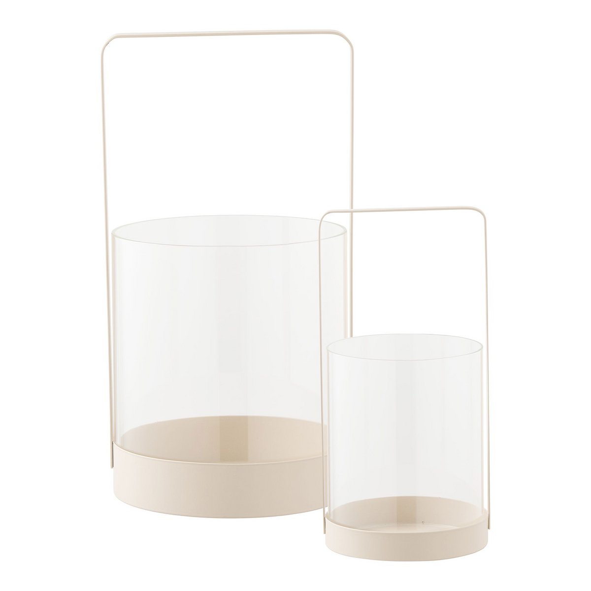 Bougeoirs Hurricane - Verre & Métal Beige, Lot de 2 (S+L)