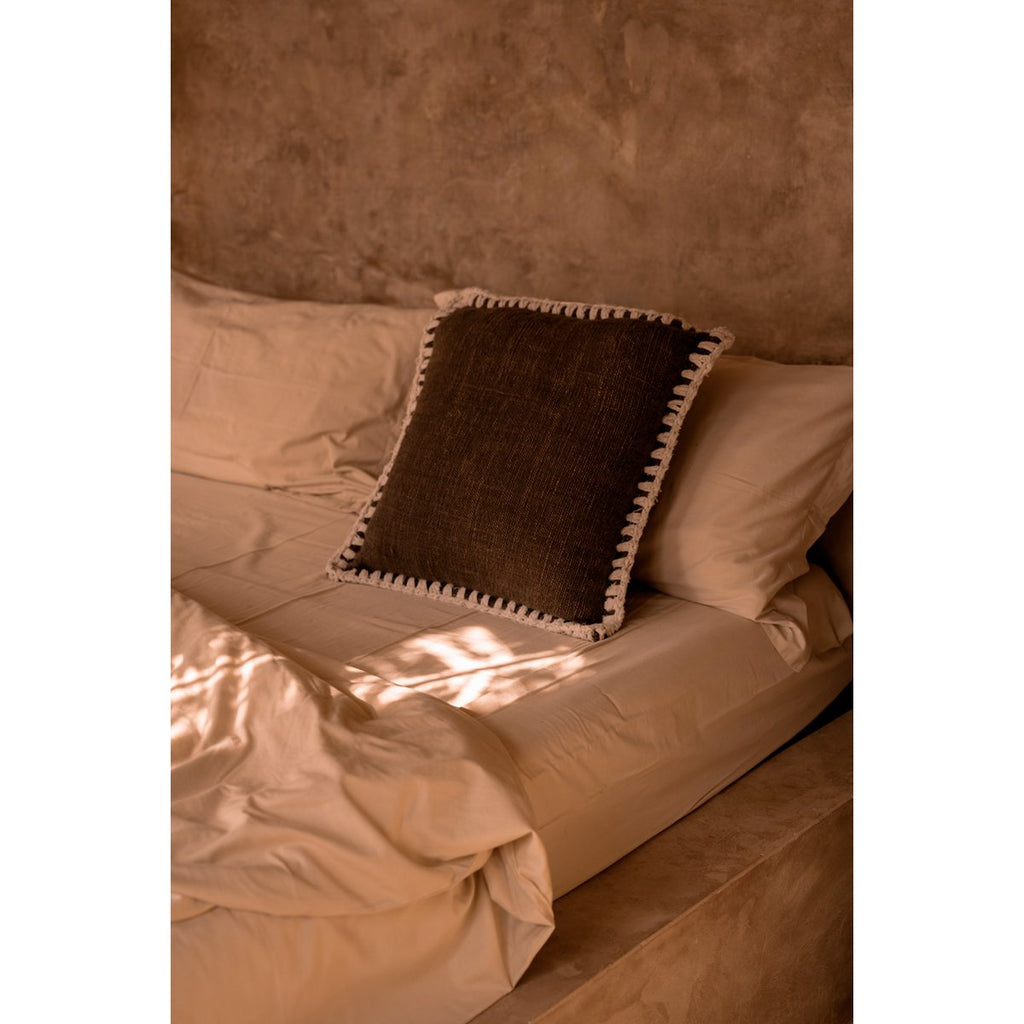 Housse de Coussin Espresso Edge - Marron Blanc