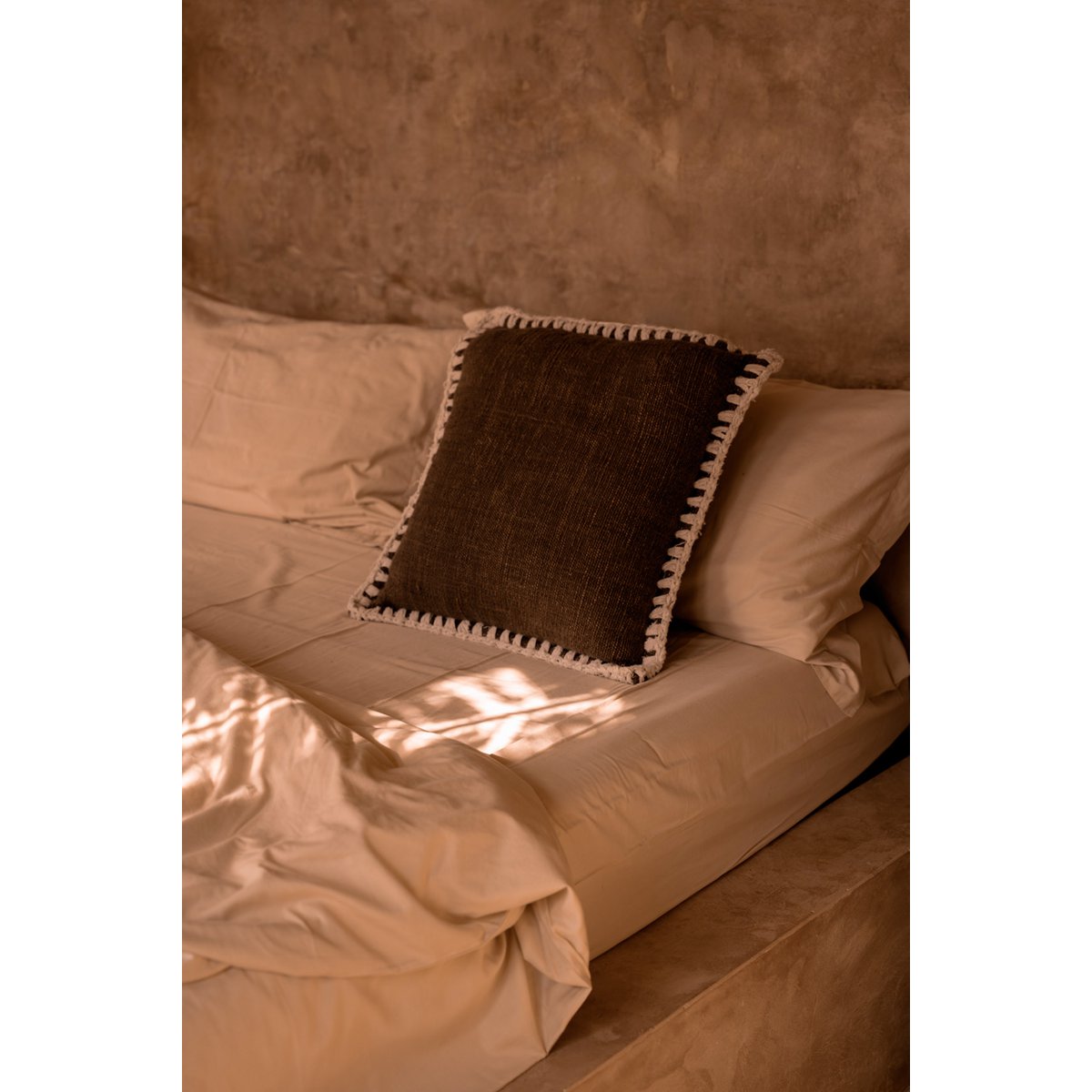 Housse de Coussin Espresso Edge - Marron Blanc