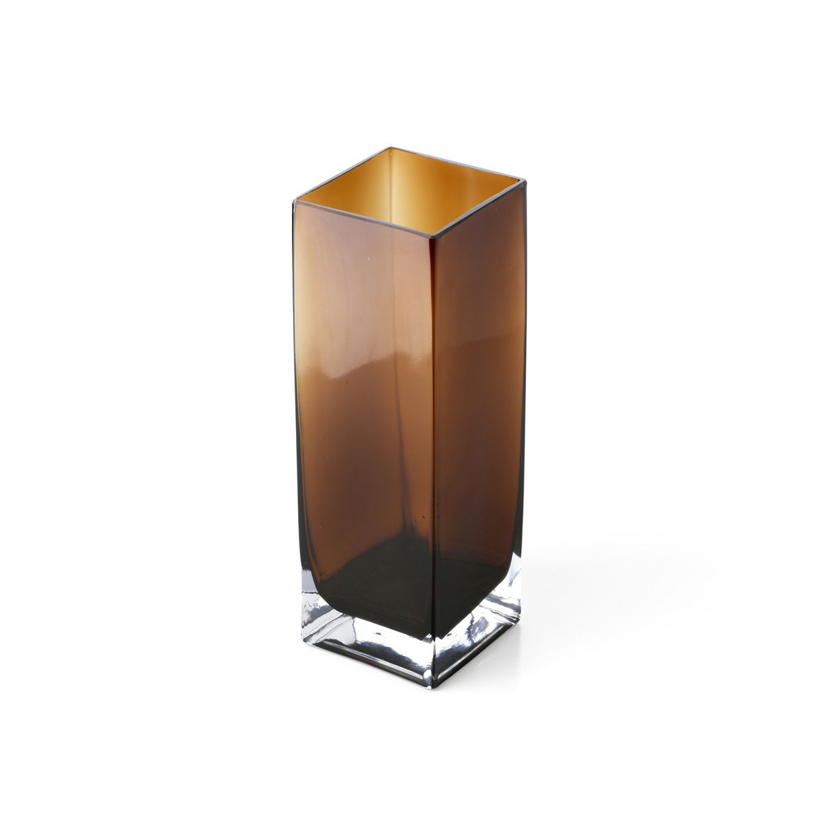 Vase Cuboïde Ambre L en verre ambré – 30 cm