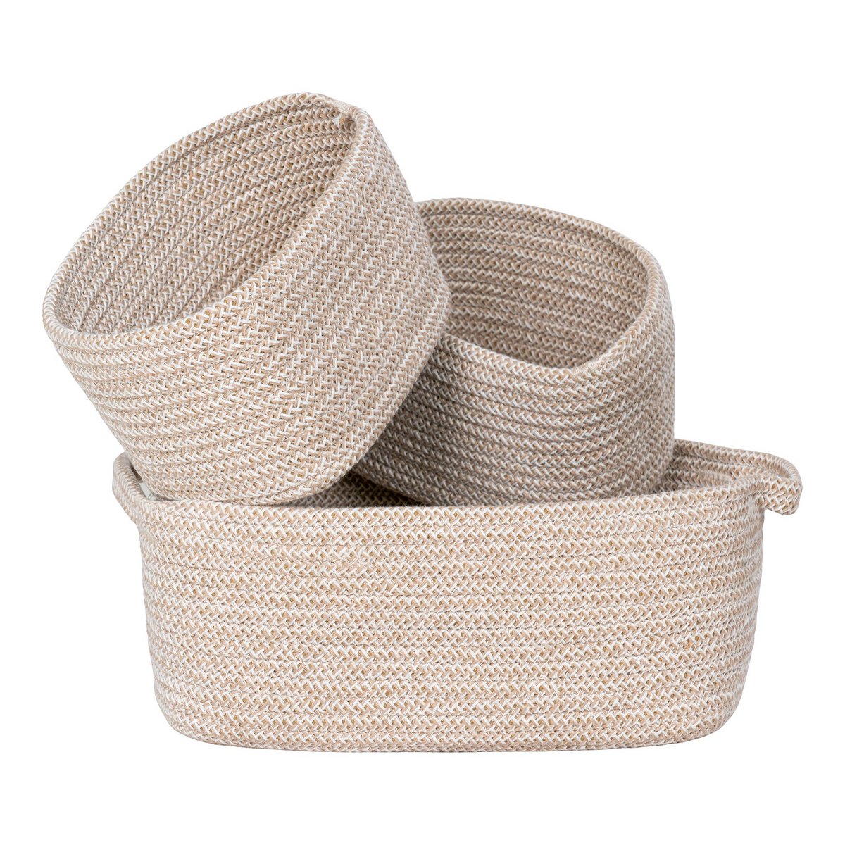 Paniers Teixo - Coton, Beige - Lot de 3