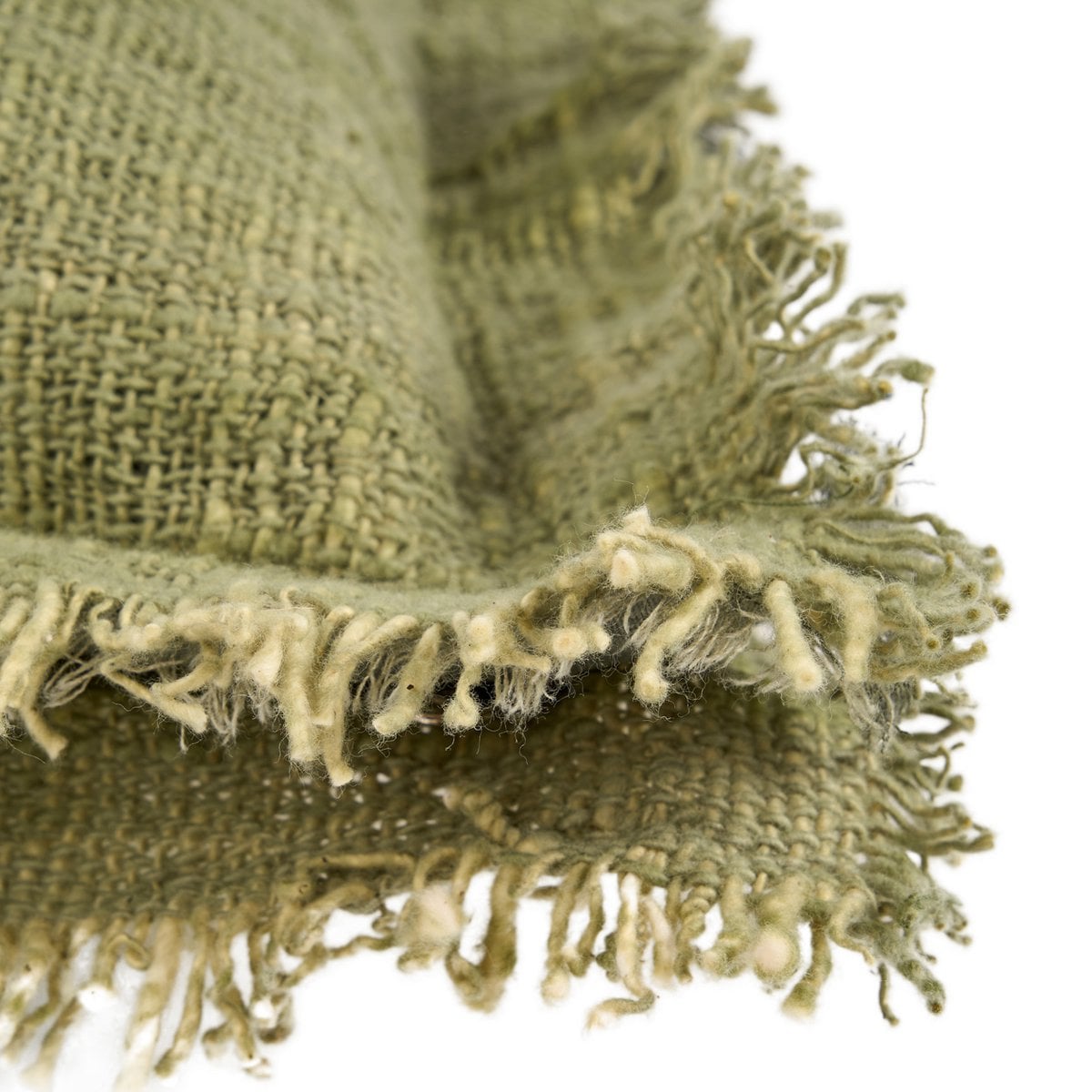 Housse de coussin à franges Jungle Fringe – Vert – 50×50cm | Bazar Bizar