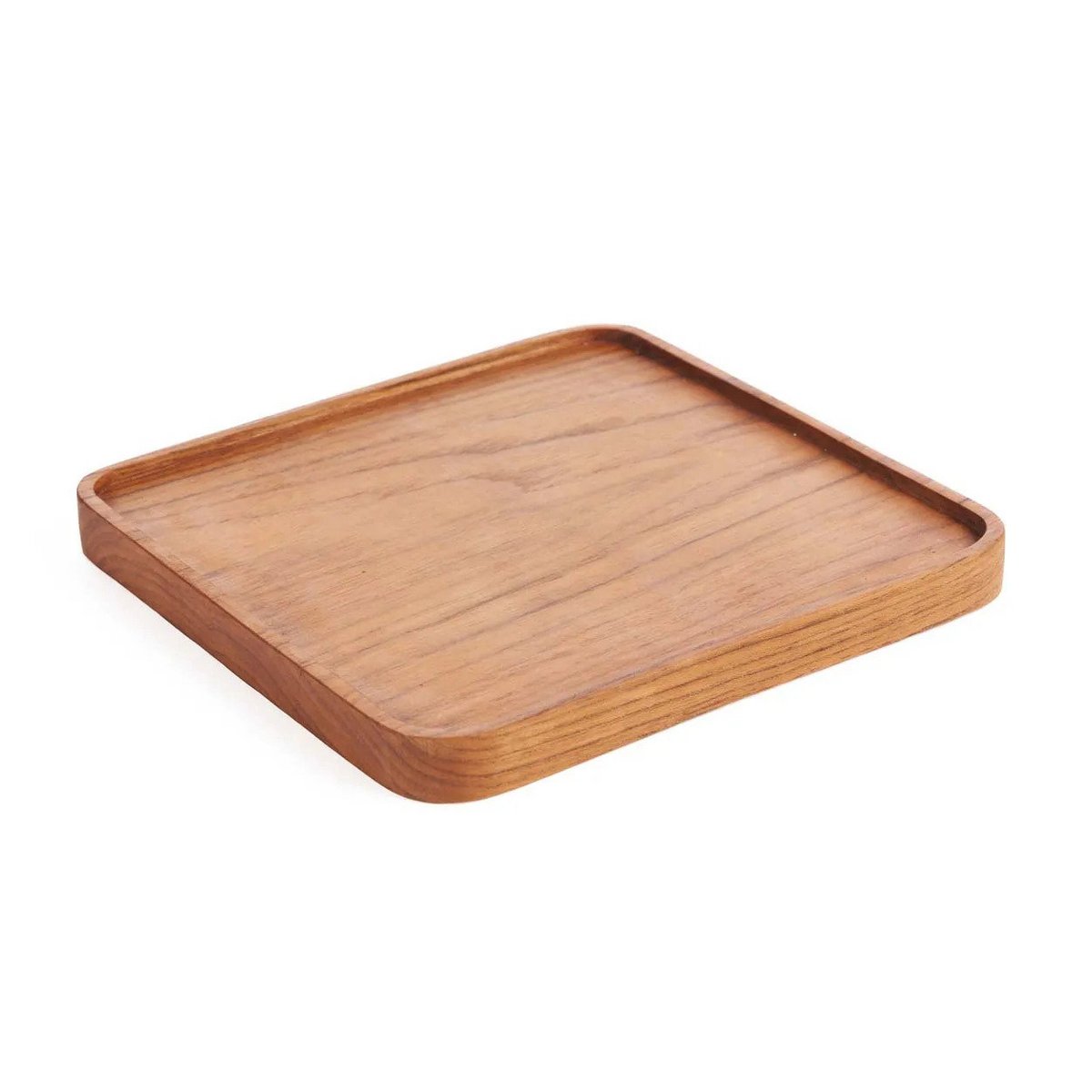 Assiette carrée en teck – Naturel – M | Bazar Bizar