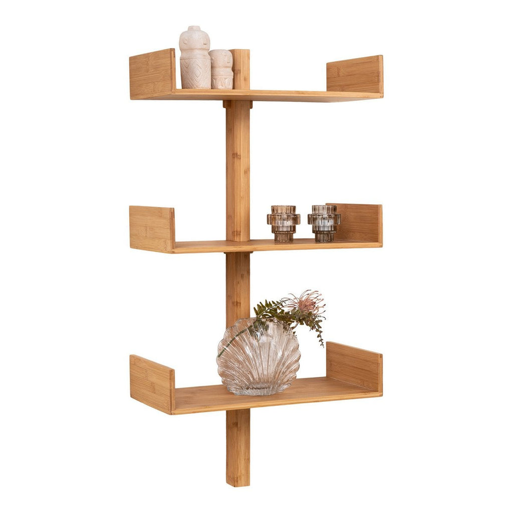 Étagère Murale Villa - Bambou Naturel, 50x25x102 cm