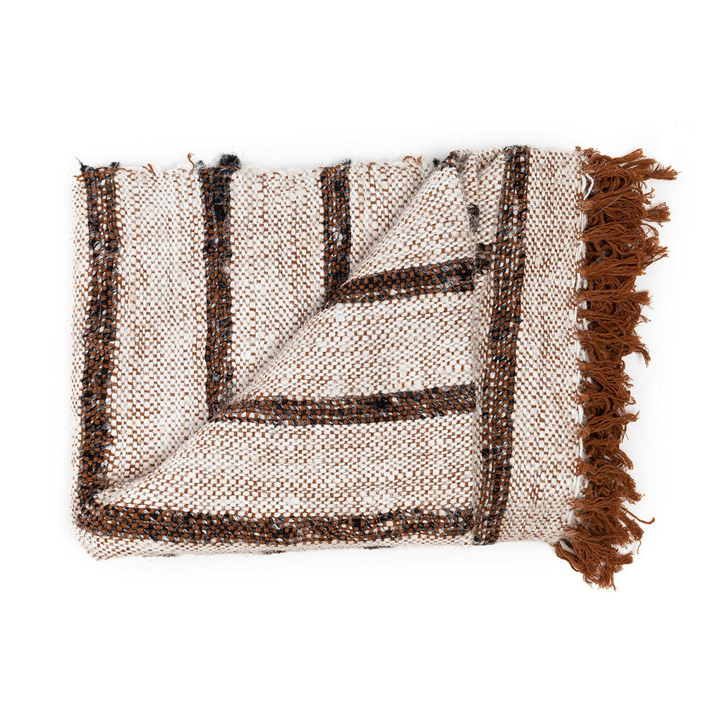 Plaid en coton à franges S’il Vous Plaît – Blanc Bohème | Bazar Bizar