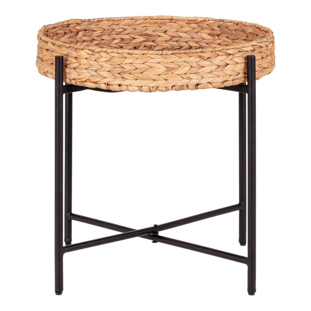 Table d'Appoint Naro - Jacinthe d'Eau, Métal, Noir/Naturel - Ø50x48,5 cm