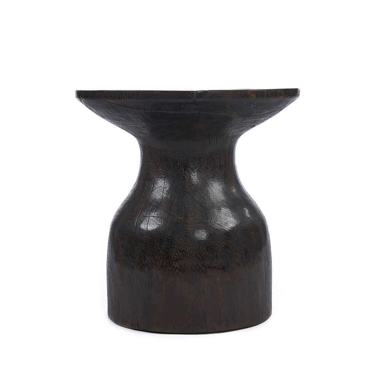Table d’appoint en bois massif Hourglass – Noyer Foncé | Bazar Bizar