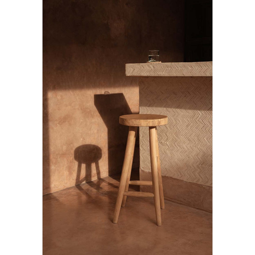 Tabouret de bar en bois de teck Kedut – Naturel – 75cm | Bazar Bizar