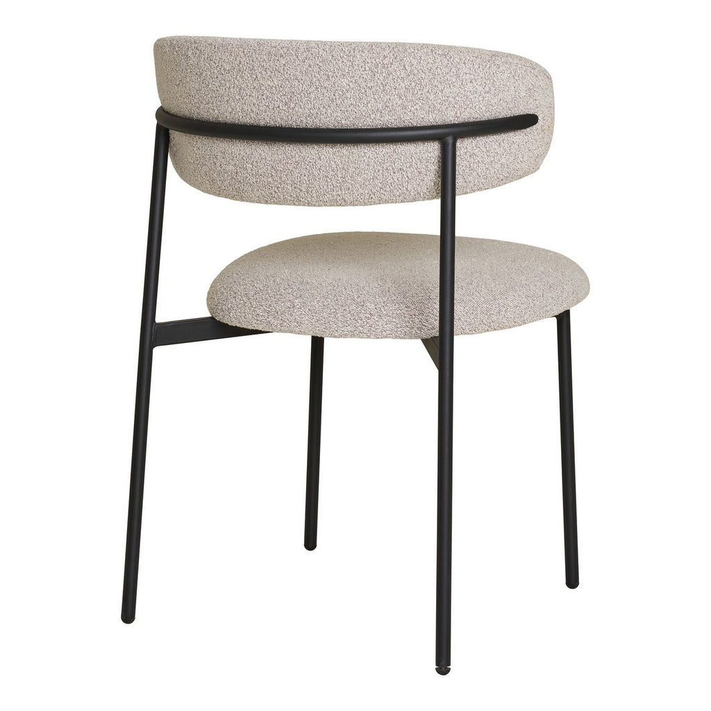 Chaise de salle à manger Mira – Bouclé sable & pieds noirs (lot de 2)