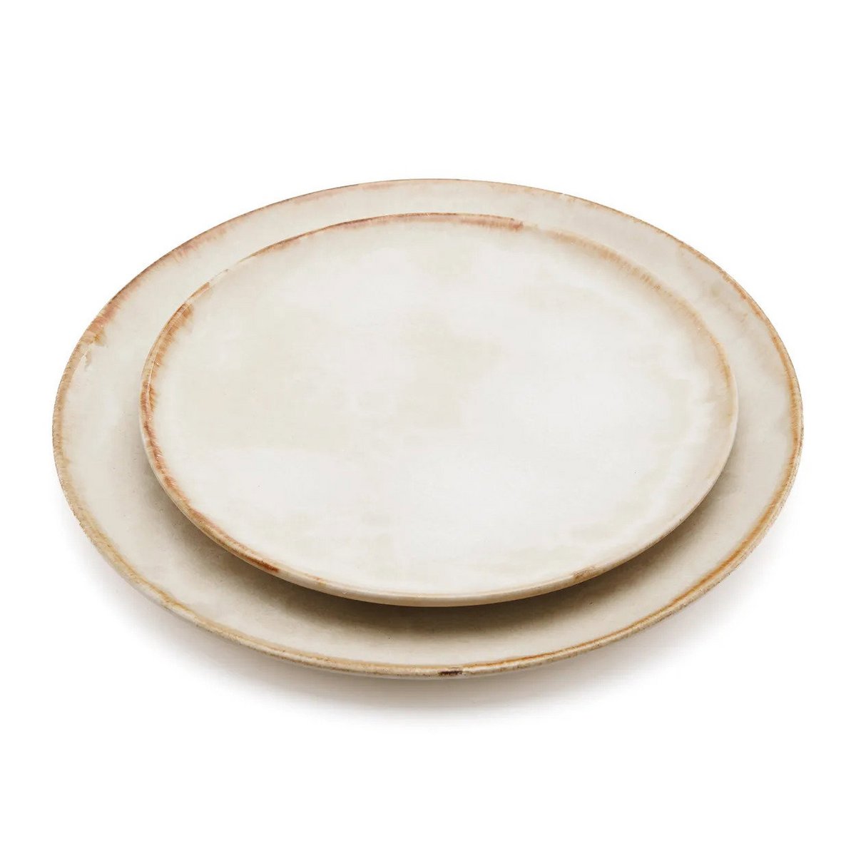 Assiette à dîner en grès Cascais – Blanc Bord Terre Brûlée – L | Bazar Bizar