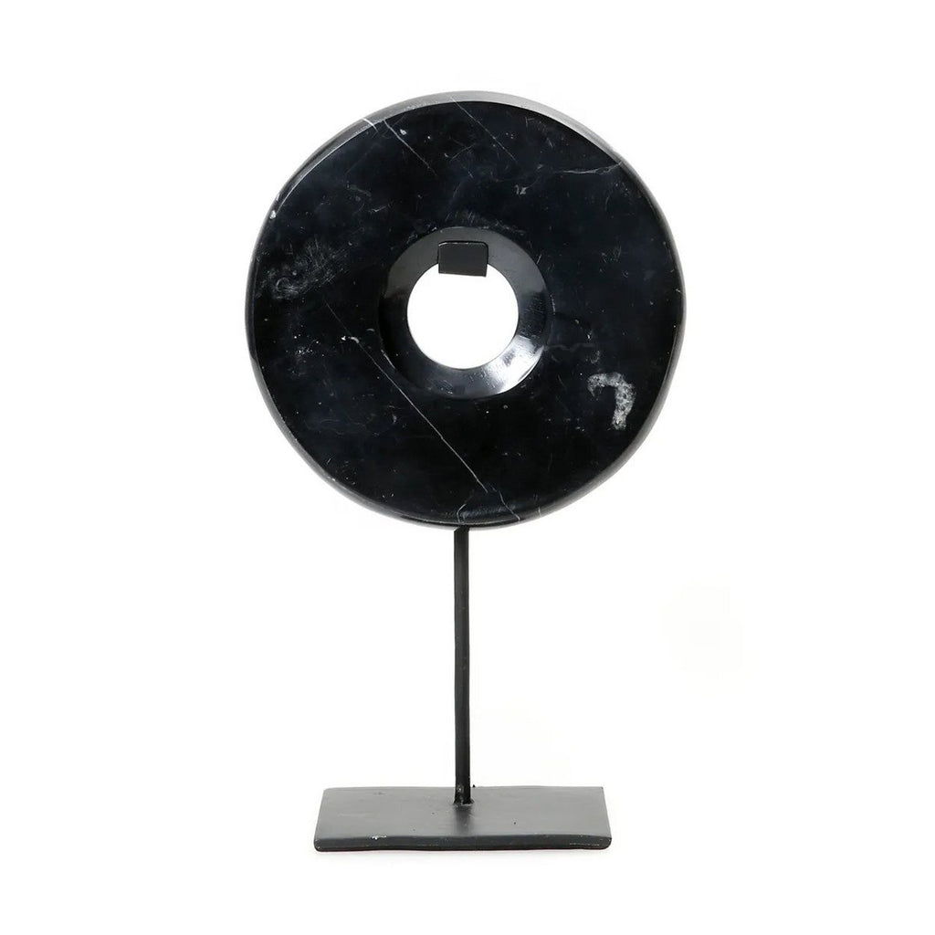 Disque de marbre sur support métal – Noir – M | Bazar Bizar