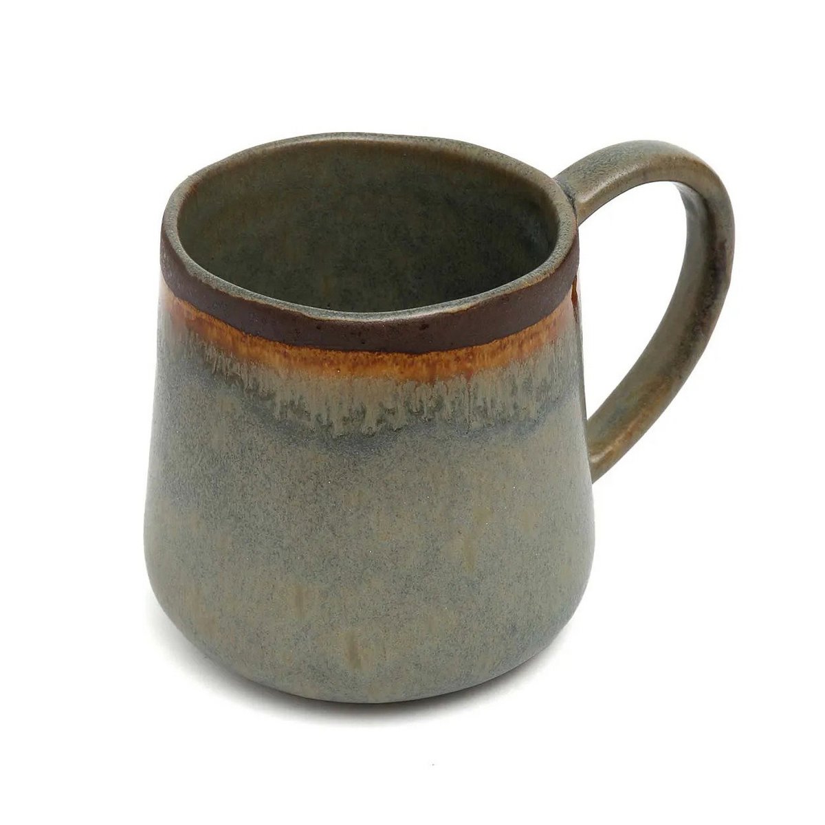 Tasse en grès Côa – Brun Vert Glaçage Vif – L | Bazar Bizar