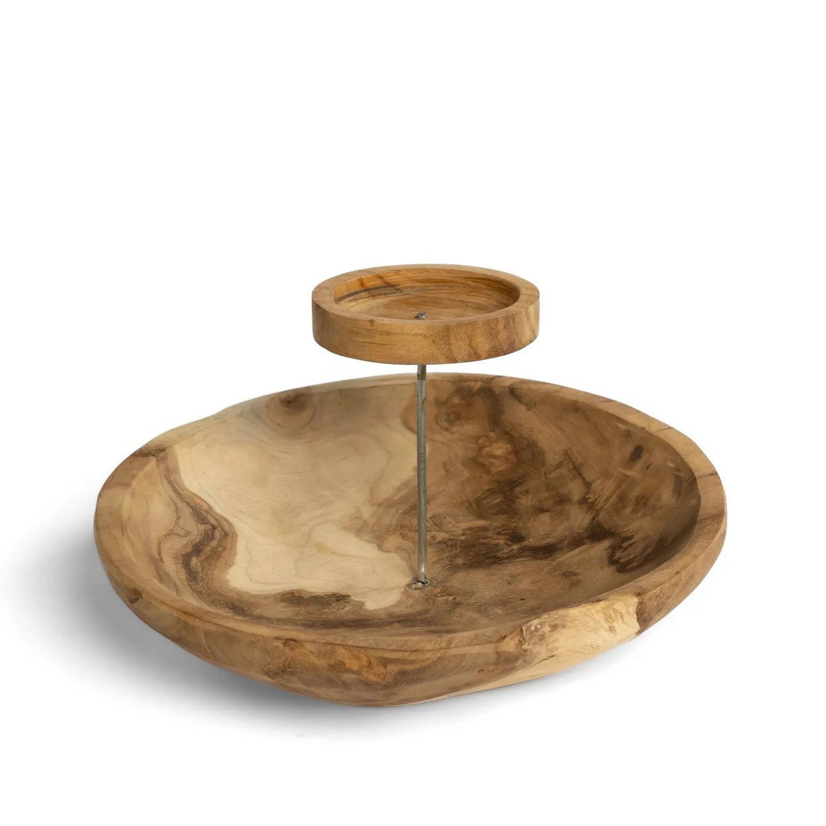 Bougeoir en bois naturel forme assiette – Naturel | Bazar Bizar