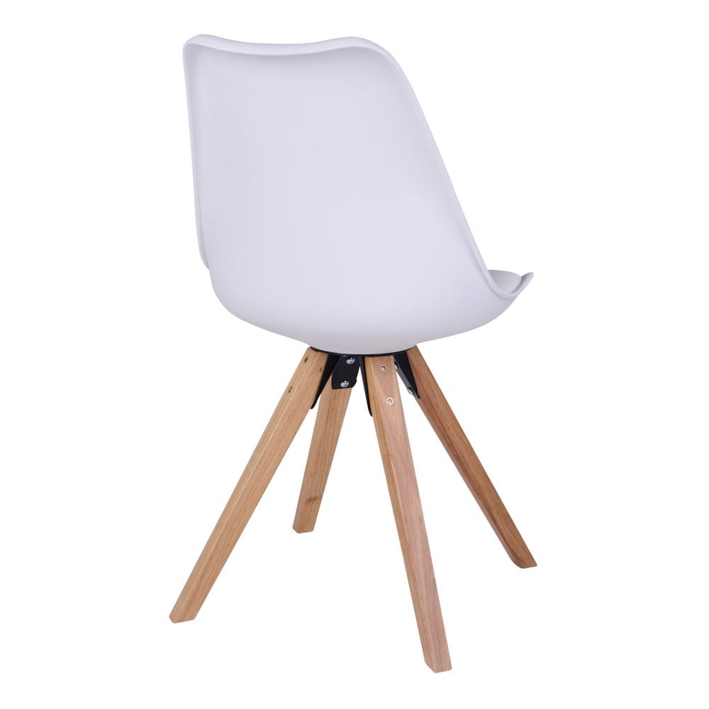 Chaise de salle à manger Bergen – Cuir PU, plastique moulé, bois d'hévéa, blanc – Lot de 2
