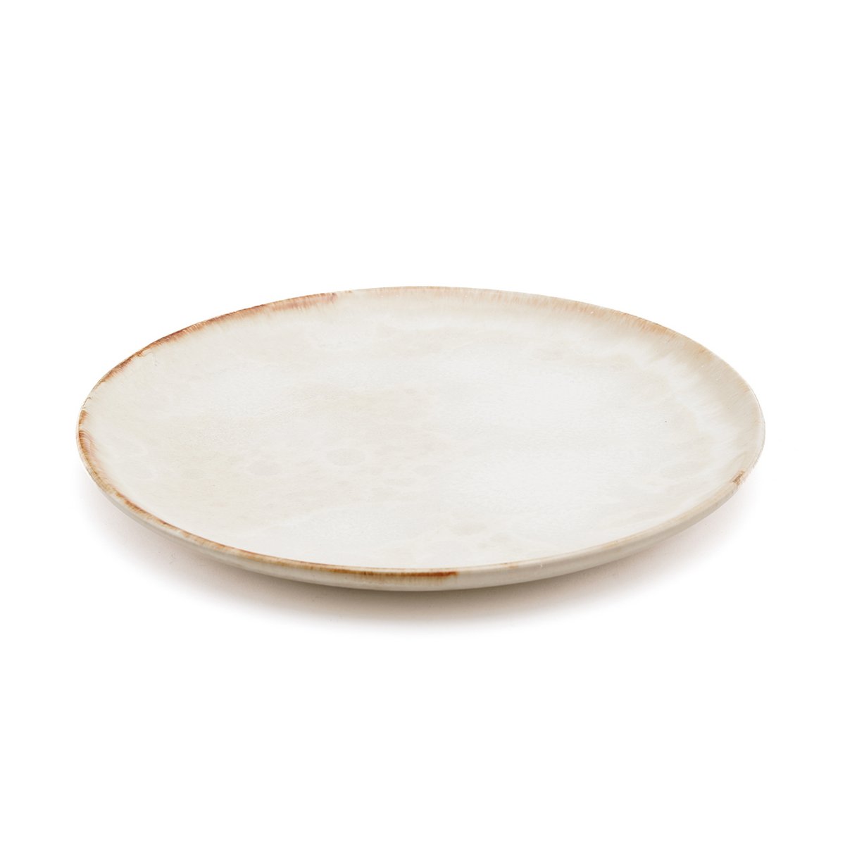 Assiette à salade en grès Cascais – Blanc Bord Marron | Bazar Bizar