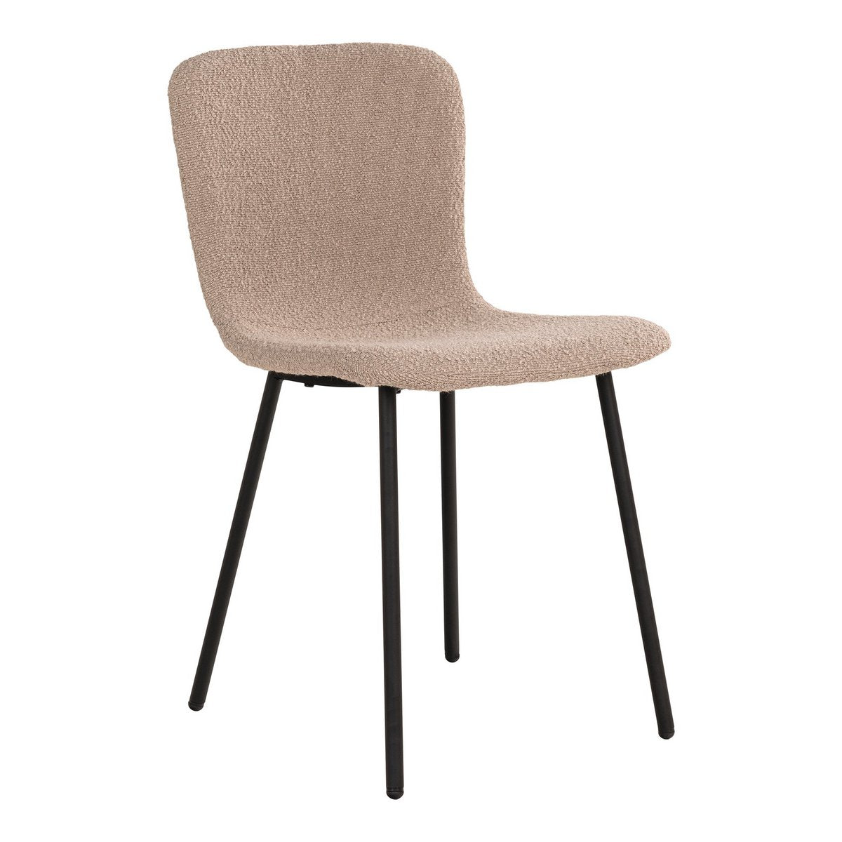 Chaise de salle à manger Halden – Bouclé beige & pieds noirs (lot de 2)