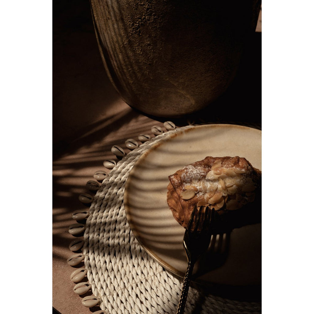 Assiette apéritif en grès Cascais – Blanc & Or | Bazar Bizar