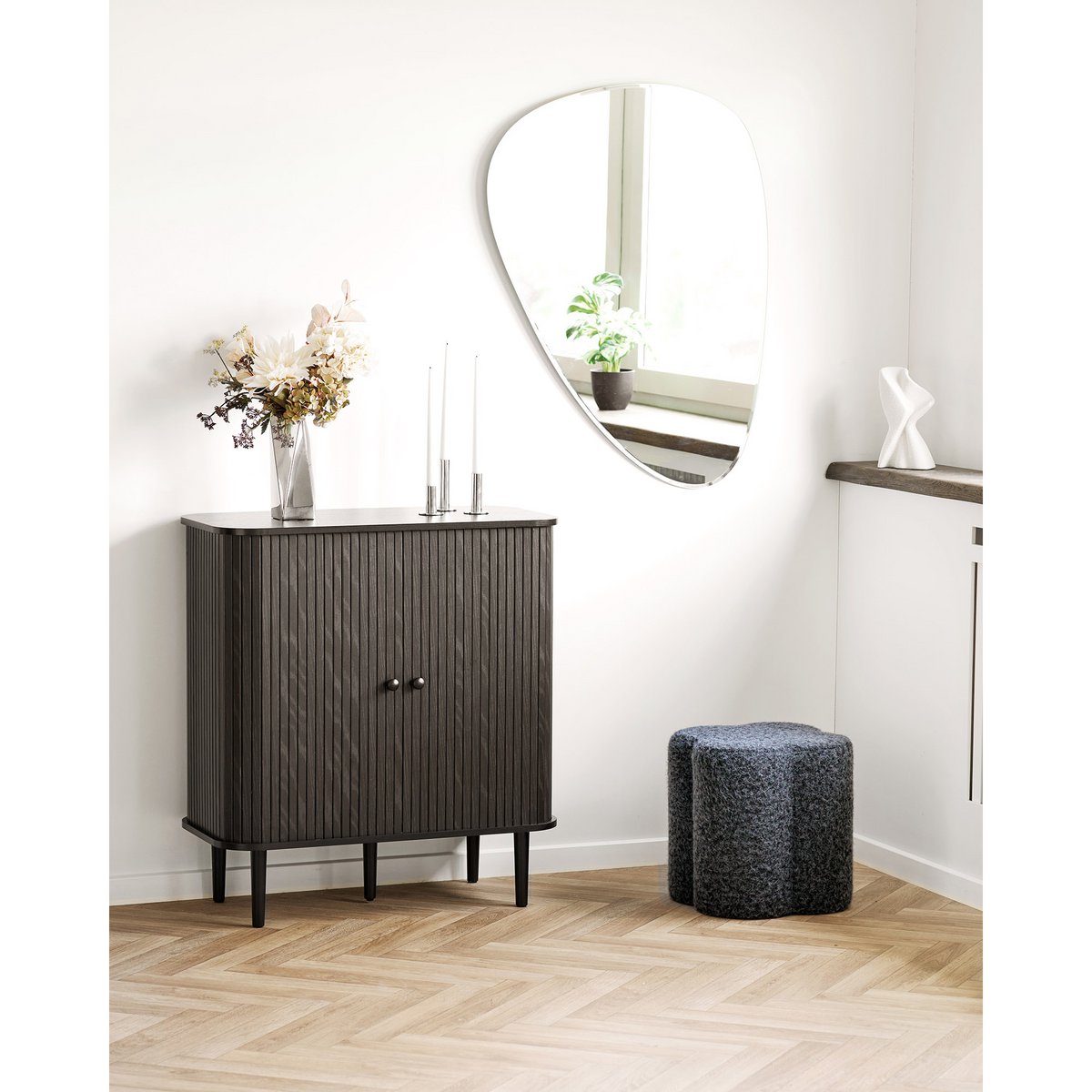 Pouf rond Durban bleu Ø 42 × H 38 cm