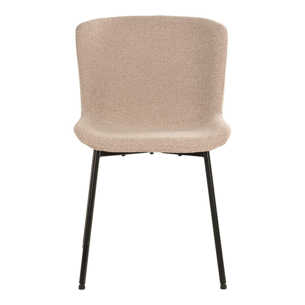 Chaise de salle à manger Maceda – Bouclé beige & pieds noirs (lot de 2)