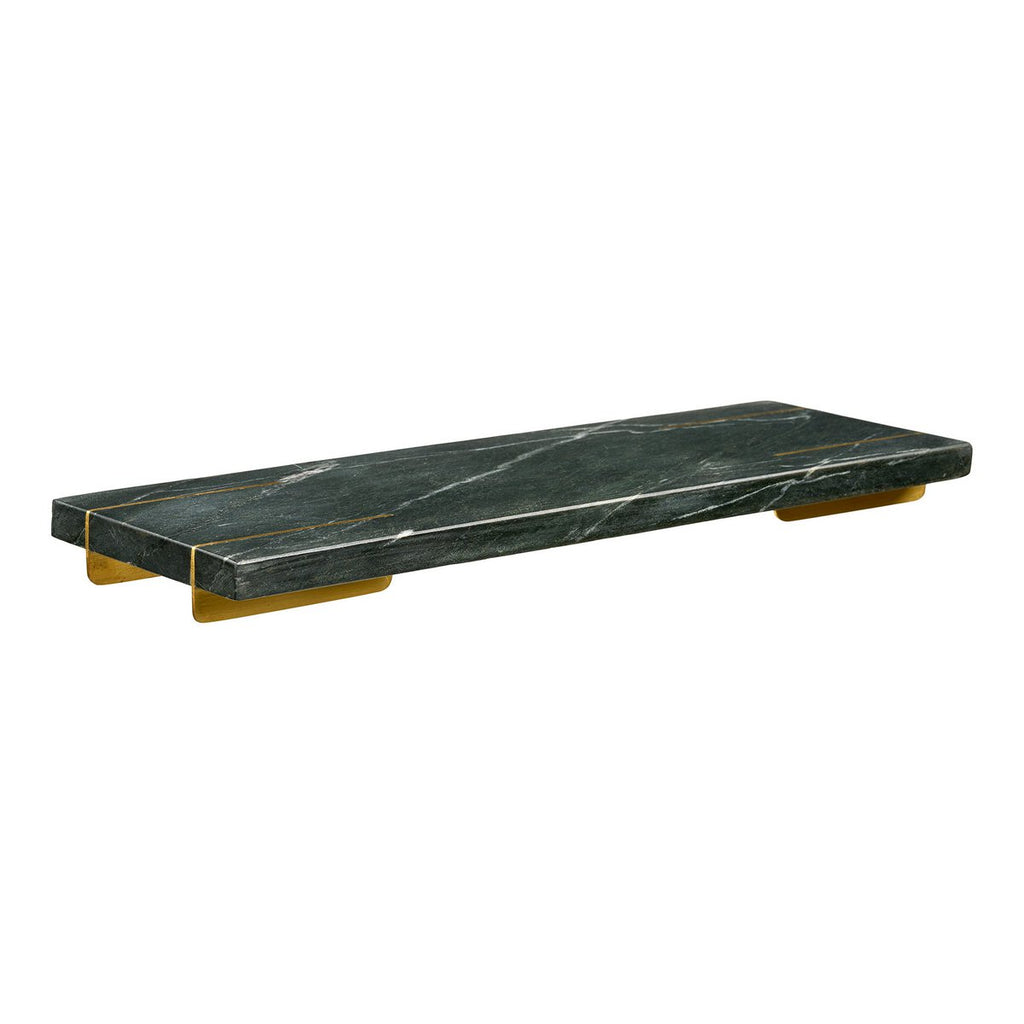 Plateau Diu en marbre noir et coloris laiton 38 × 12,5 cm