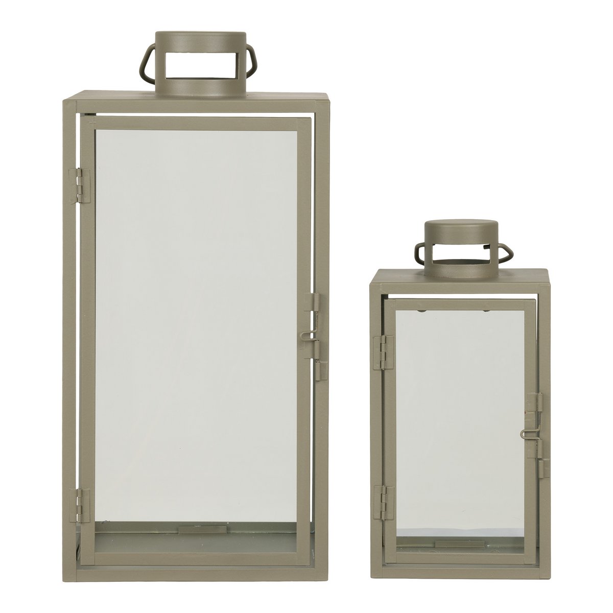 Lanternes Corfou - Acier Vert & Verre, Lot de 2 (S+L)