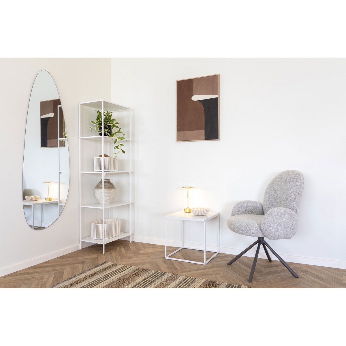 Chaise de salle à manger Lana pivotante – Bouclé sable