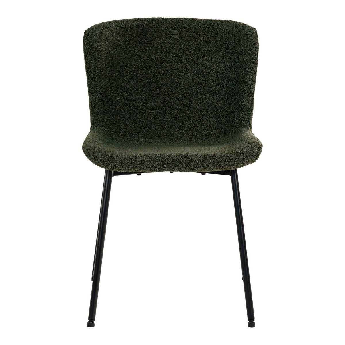 Chaise de salle à manger Maceda – Bouclé vert foncé & pieds noirs (lot de 2)