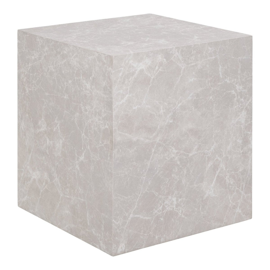 Table d'Appoint Prague - Aspect Marbre Beige, 40x40x45 cm