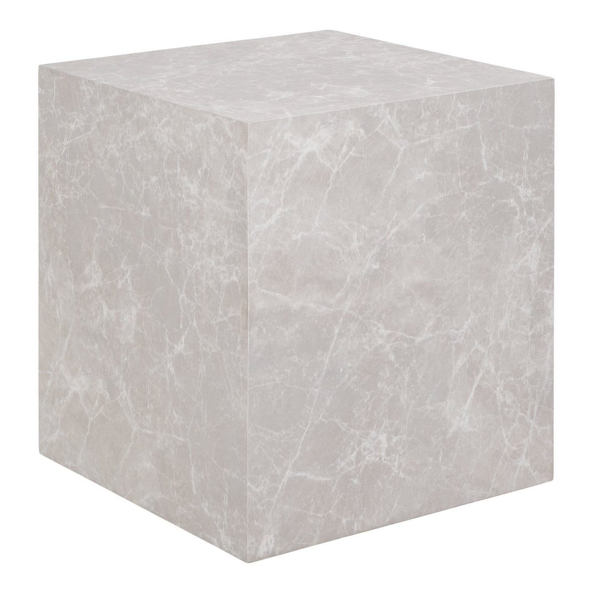 Table d'Appoint Prague - Aspect Marbre Beige, 40x40x45 cm