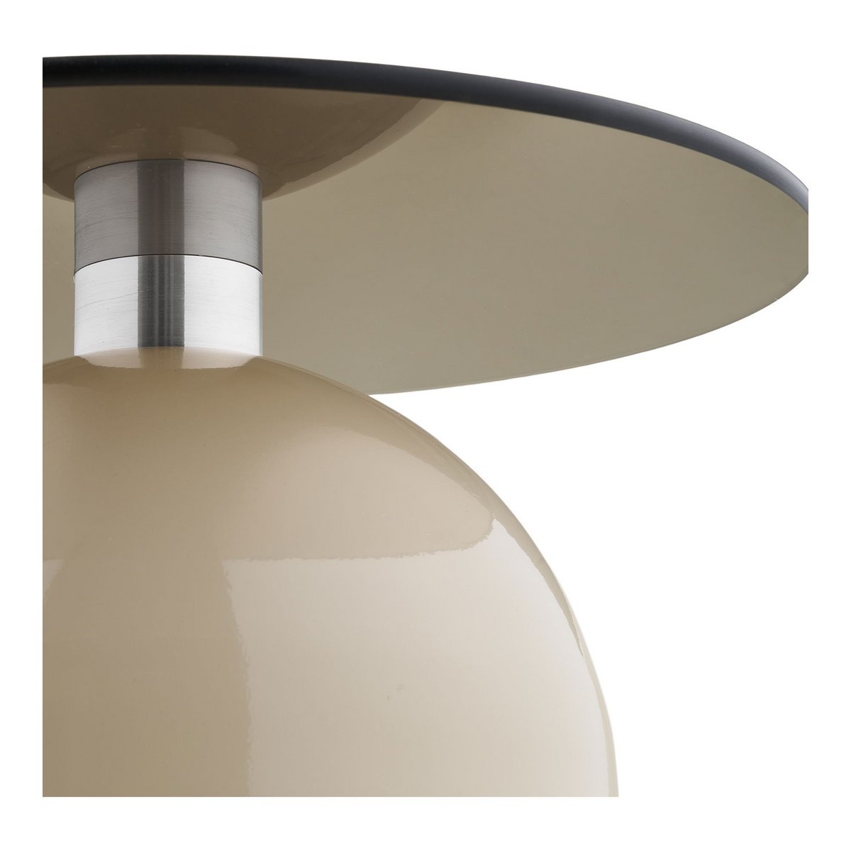 Table d'Appoint Ravello - Verre Trempé & Métal Gris/Beige, Ø40x52 cm