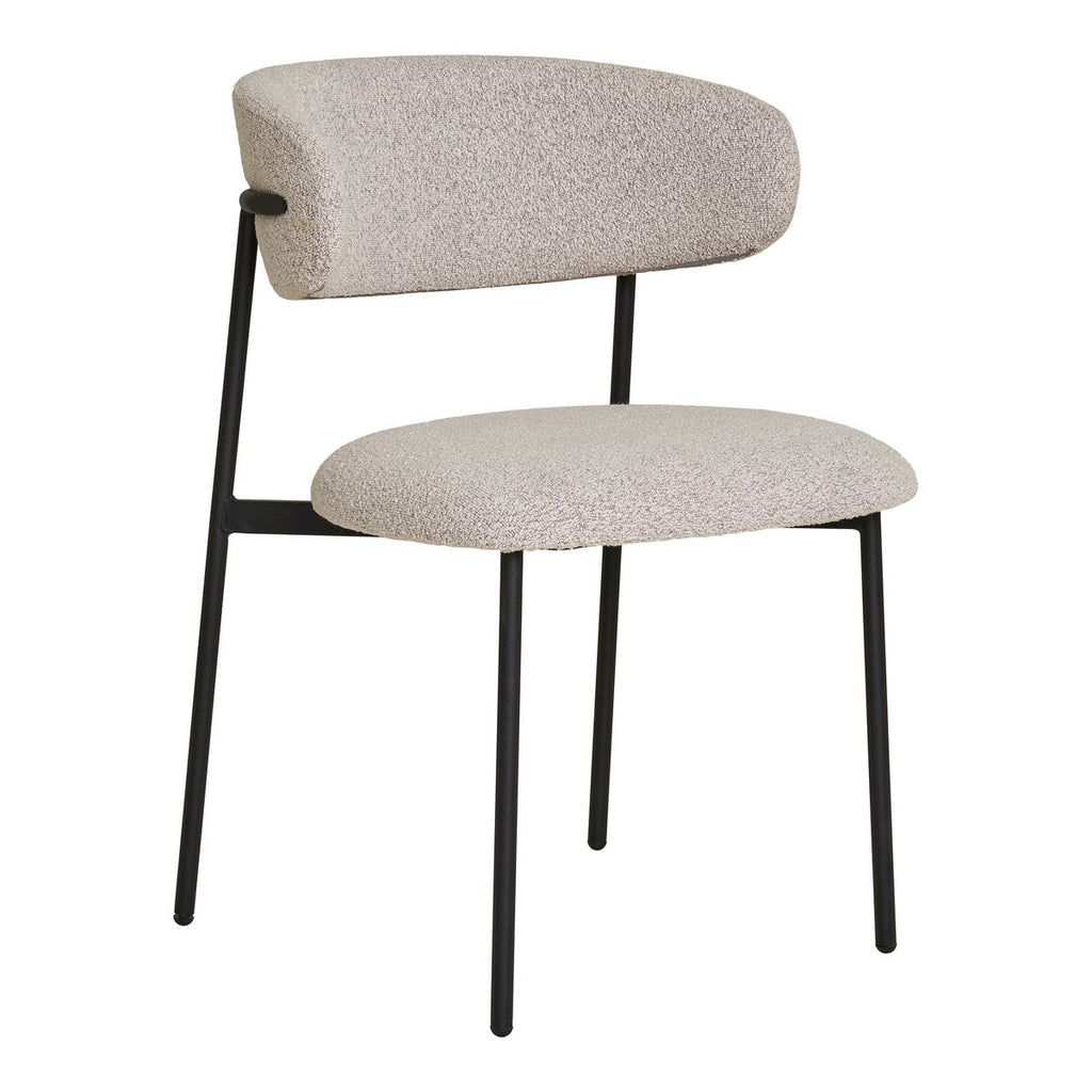 Chaise de salle à manger Mira – Bouclé sable & pieds noirs (lot de 2)