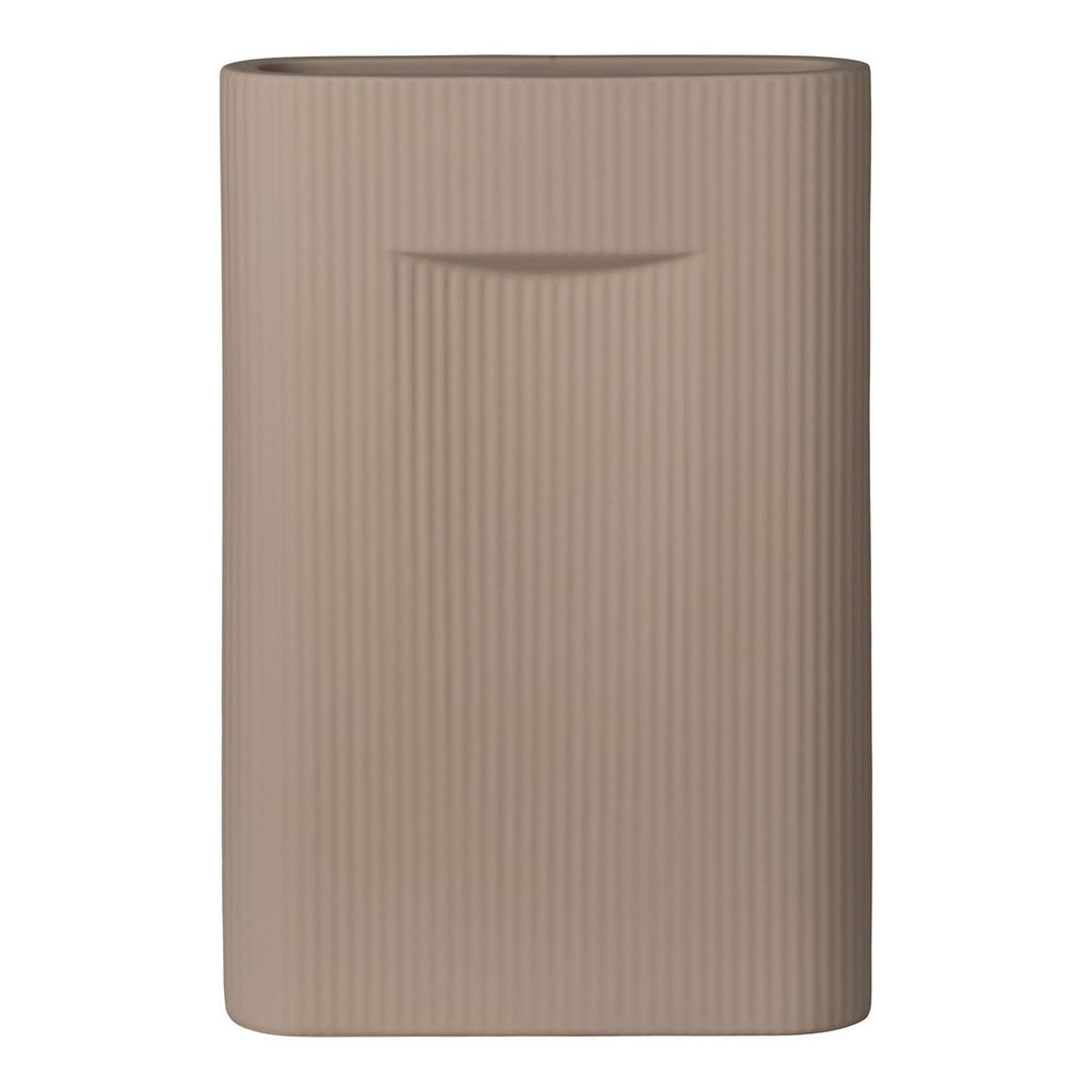 Vase en Céramique Marron - Forme Ovale, 24x8,5x35,5 cm
