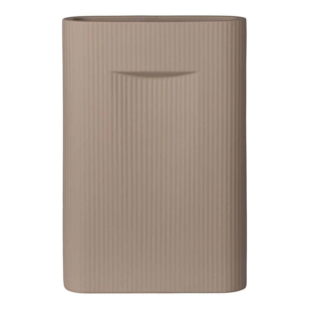 Vase en Céramique Marron - Forme Ovale, 24x8,5x35,5 cm