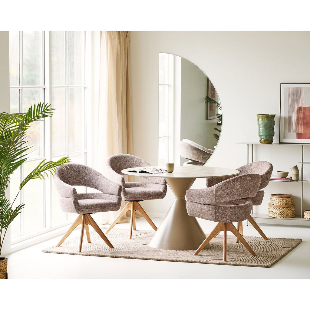 Chaise de Salle à Manger Dover - Tissu Marron & Pieds Chêne Naturel Pivotants