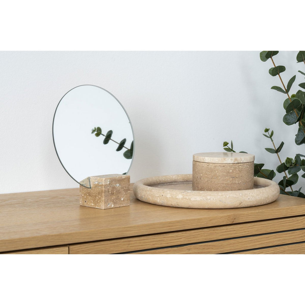 Plateau en travertin naturel – Ø25,5 cm