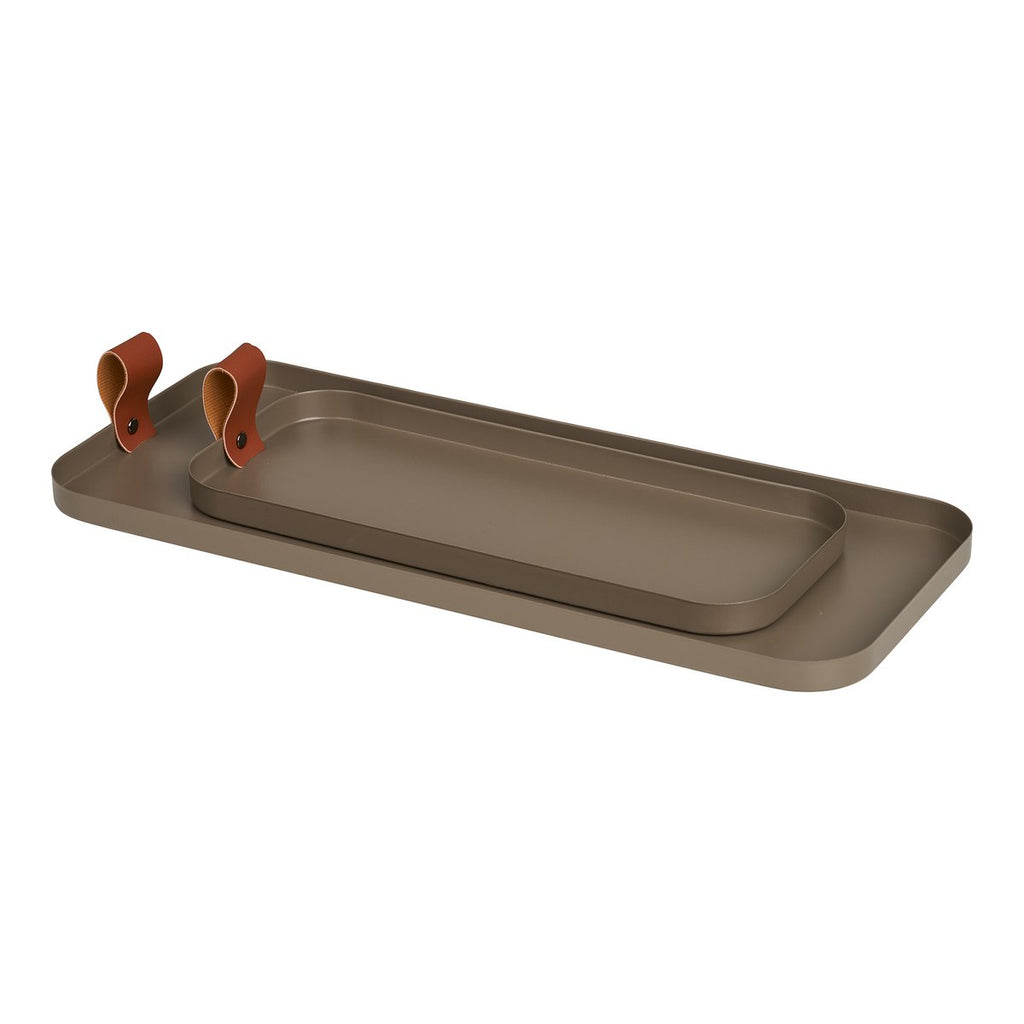 Plateaux en acier marron, lot de 2