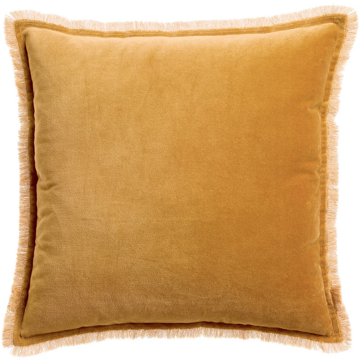 Coussin uni Fara Cannelle en velours de coton 45 × 45 cm