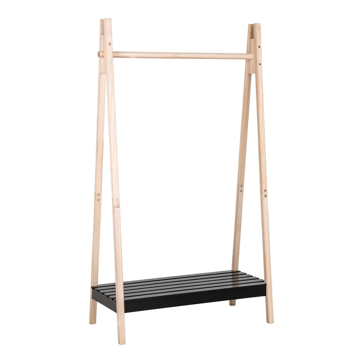 Portant Torino - Naturel/Noir, MDF/Paulownia, 94,5x39x170 cm