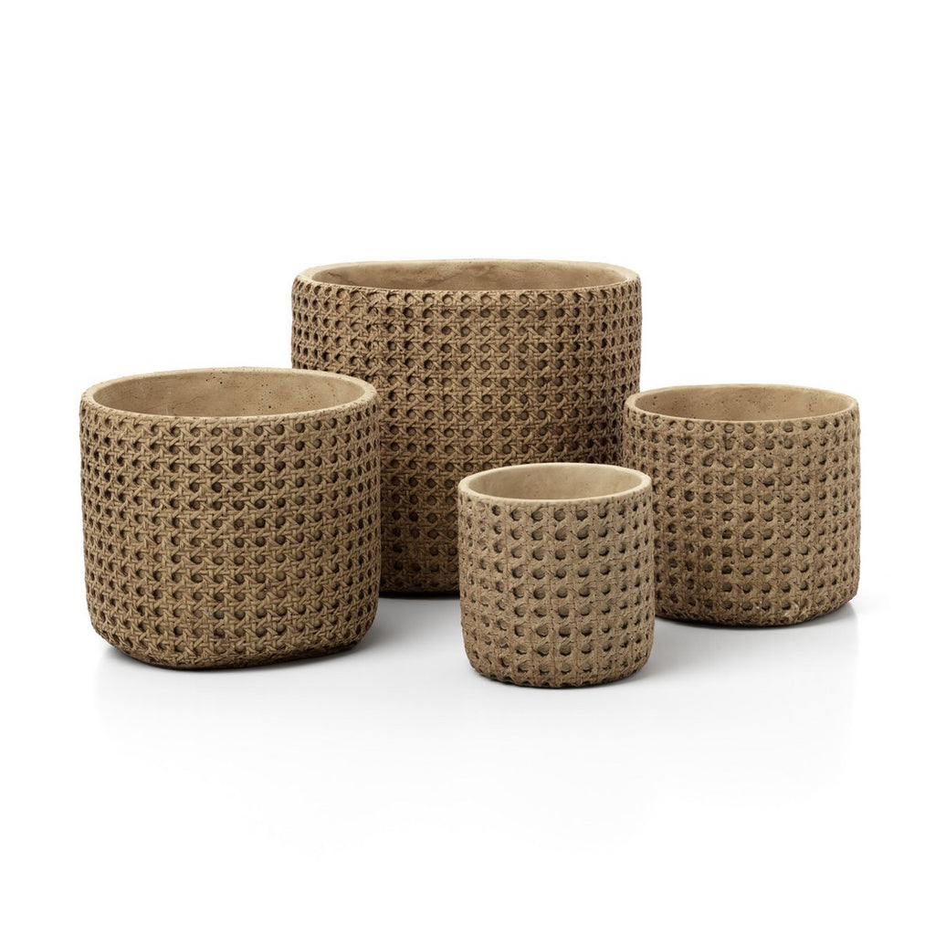 Jardinière en béton effet rotin RattanRock – Naturel – L | Bazar Bizar